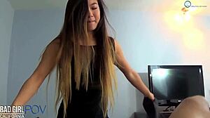 Beautiful tight petite 18+ asian model fucks lucky cameraman