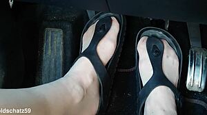 Pumping In Birkenstocks With Nylon Pantyhose And Toes