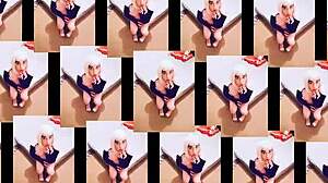 Shemale veronica poses seductively after dark in solo play