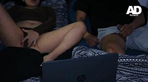 Hermanastros watch porn and get horny