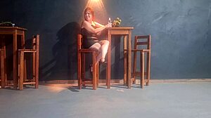 redhead gets excited and has sex with waiter in restaurant