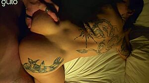 The tattooed brazilian slut took big cock in her wet pussy all night