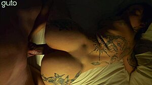 The tattooed brazilian slut took big cock in her wet pussy all night