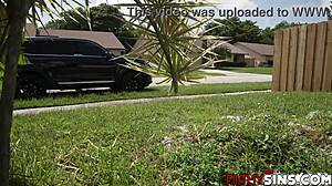 Sydney paige blows jay banghers thick black cock right in front of the door