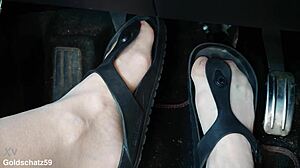 Pumping In Birkenstocks With Nylon Pantyhose And Toes