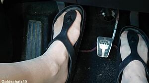 Pumping In Birkenstocks With Nylon Pantyhose And Toes