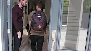 Lucky guys get cocks sucked by horny redhead tutor