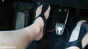 Pumping In Birkenstocks With Nylon Pantyhose And Toes