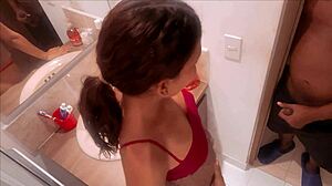 I fuck my little 18+ stepsister in the bathroom while our parents are away