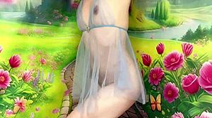 Is this beautiful Asian babe perfect in her blue dress