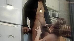spicy ukrainian slut gets pounded hard by monster black cock in kitchen!