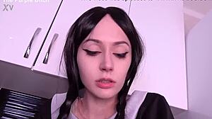 cute girl uses cucumber for anal fun at home