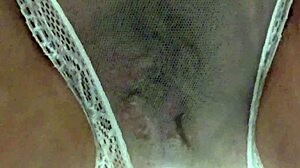 hairy mature cunt pees through panties close up