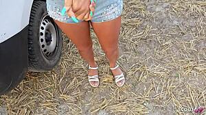 german latina secretary gives boss risky outdoor fuck