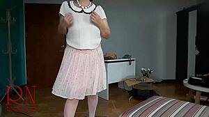 secretary undresses at work with no panties on