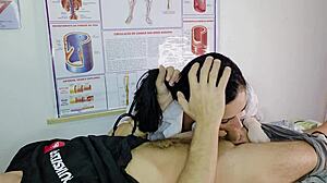 A real nurses blowjob surprised by the patients erection