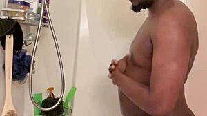 my daily shower routine with a big black monster cock