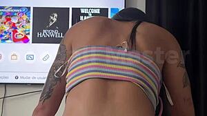 Latina whore rides big cock with juicy swollen pussy bouncing