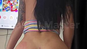 Latina whore rides big cock with juicy swollen pussy bouncing