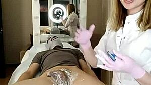 a beautiful woman shaves her big dick pubis and anus