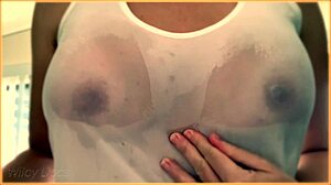 Wife Shows Amazing Tits In Braless Wet Singlet