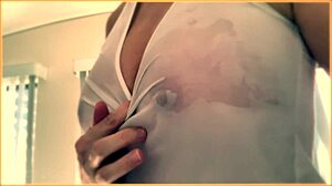 Wife Shows Amazing Tits In Braless Wet Singlet