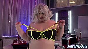 chubby tiffany star oils her big tits and masturbates