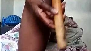 Cooking stick challenge ends with wet pussy squirt