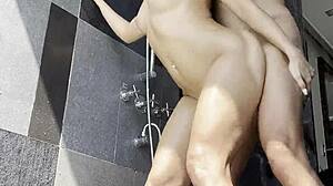Homemade real couple intense passionate shower sex