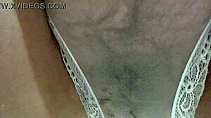 hairy mature cunt pees through panties close up