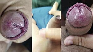 A slut masturbated her pussy making me cum on my small cock