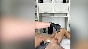 Close-up waxing of a big juicy penis