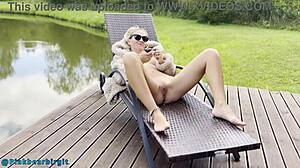 Cute milf masturbates in nature and get two real orgasms