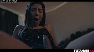 Tgirl grows futa cock in solo shemale prostate orgasm with cum