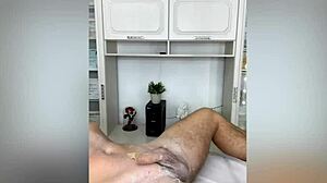 Close-up waxing of a big juicy penis