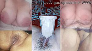A slut masturbated her pussy making me cum on my small cock