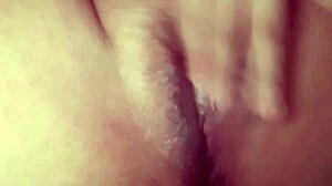 A slut masturbated her pussy making me cum on my small cock