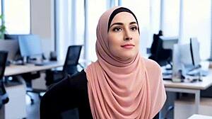 arab girl sucks in office