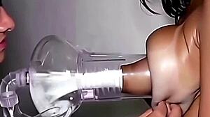 Sucking long nipples on huge lactating tits