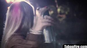 blonde teen threesome with prison guards