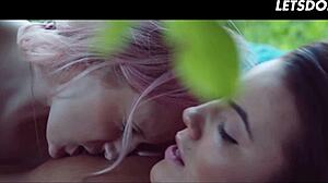 busty angel seduces vanessa for outdoor licking