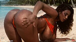 Hot chick was burning with lust on the beach as she shared her delight with the first old man she came across ai