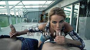 stalker babe submits to dp to pleasure you after eating your dick
