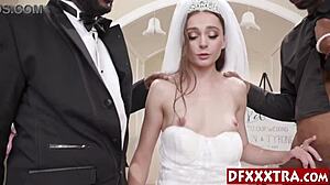 sexy teen bride fucks her husbands black friends hard