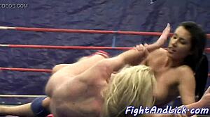 Busty lesbian gets orally pleasured by partner