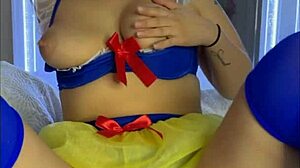 horny cosplay snow white spreads her tight pussy