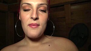 i cum in her mouth after fucking this pink haired bbw with huge boobs
