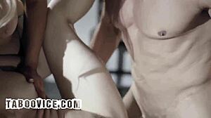 Hot stepdaughter have threesome with stepmom and stepdad for her b-day