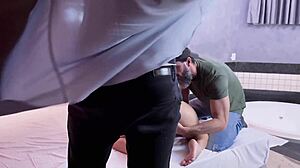 Wife takes cock in ass and pussy as cuck films it