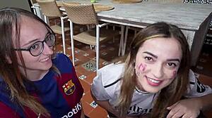 two spanish supporters get screwed hard by psg fans after the match